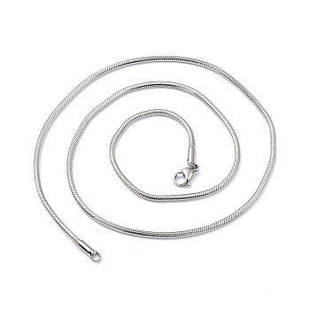 304 Stainless Steel Snake Chain Necklaces, with Lobster Claw Clasps, Stainless Steel Color, 20.07 inch(51cm), 2mm
