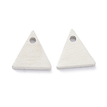 304 Stainless Steel Pendants, Stamping Blank Tag, Laser Cut, Double Side Drawbench Effect, Triangle, Stainless Steel Color, 6x6x1mm, Hole: 0.9mm