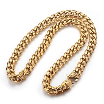 201 Stainless Steel Curb Chain Necklaces, Golden, 23.89 inch(60.7cm), 12mm