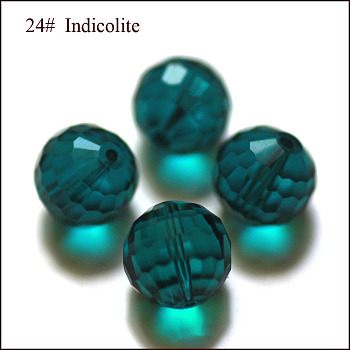 Imitation Austrian Crystal Beads, Grade AAA, Faceted(128 Facets), Round, Teal, 10mm, Hole: 0.9~1mm