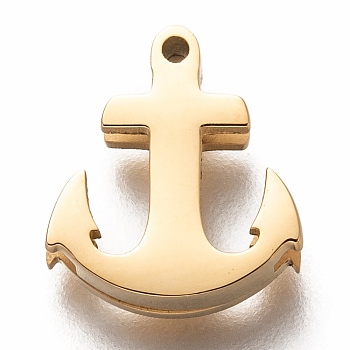 304 Stainless Steel Slide Charms, Anchor, Golden, 12x10.5x3.5mm, Hole: 8x1.5mm