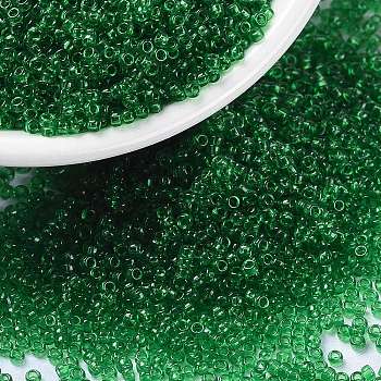 MIYUKI Round Rocailles Beads, Japanese Seed Beads, (RR146) Transparent Green, 15/0, 1.5mm, Hole: 0.7mm, about 5555pcs/bottle, 10g/bottle