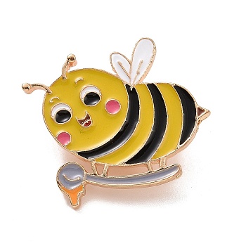 Bee Enamel Pin, Alloy Enamel Brooch for Backpack Clothes, Yellow, 30x31x2mm