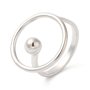 Brass Ring Open Cuff Ring for Women, Real Platinum Plated, Inner Diameter: 18.4mm