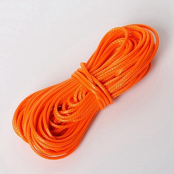 Waxed Polyester Cord, Round, Dark Orange, 1.5mm, 10m/bundle