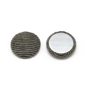 Corduroy Cloth Fabric Covered Cabochons, with Aluminum Bottom, Half Round/Dome, Coffee, 25x5.5mm