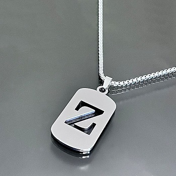 Titanium Steel Box Chain Necklaces, Rectangle with Letter Z Pendant Necklaces 