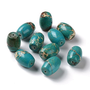 Natural Imperial Jasper Beads, Dyed, Rice, Light Sea Green, 18x13.5mm, Hole: 1.6mm