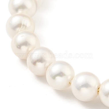 bracelet coulissant en perles de coquillage avec chaîne serpent en laiton(BJEW-B066-01B-02)-2