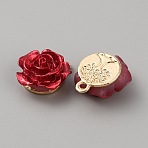 Alloy Pendant, with Plastic, Light Gold, Rose Charm, 16x14.5x8mm, Hole: 1.4mm(FIND-WH0156-11C-KCG)
