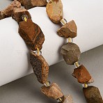 Natural Picture Jasper Beads Strands, Raw Rough, Nuggets, with Seed Beads, 13~23x12~16x6~13mm, Hole: 1mm, about 11~13pcs/strand, 7.44''(18.9cm)~7.99''(20.3cm)(GG-CBA0B77-A08-03)