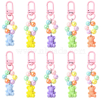 20Pcs 5 Style Acrylic Bear Pendant Decorations, with Metal Swivel Clasps, Mixed Color, 80mm, 4pcs/style(HJEW-YW00258)