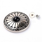 Alloy & Imitation Turquoise Craft Solid Screw Rivet, DIY Leather Craft Nail, Flat Round, Antique Silver, Black, 30x10mm, Hole: 2mm, Screw: 5x4mm and 7x4.5mm(PALLOY-WH0084-09A)