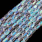 Electroplate Glass Beads Strands, Faceted, AB Color, Column, Clear AB, 4x5~6mm, Hole: 1mm, about 80pcs/strand, 40~48cm(EGLA-D031-01Z)