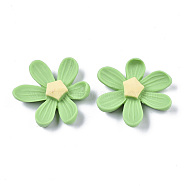 Opaque Resin Cabochons, Flower, Light Green, 30x29x8mm(CRES-T022-16B)