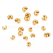 Brass Crimp Bead Covers, Long-Lasting Plated, Round, Real 18K Gold Plated, 3mm, Hole: 1mm(KK-I681-13B)