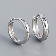 Rhodium Plated Plain 925 Sterling Hoop Earrings, Ring, Platinum, 3mm, Inner Diameter: 6mm(MU8410-04)