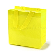 Non-Woven Reusable Folding Gift Bags with Handle, Portable Waterproof Shopping Bag for Gift Wrapping, Rectangle, Yellow, 11x21.5x22.5cm, Fold: 28x21.5x0.1cm(ABAG-F009-A02)