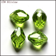 Imitation Austrian Crystal Beads, Grade AAA, Faceted, Bicone, Yellow Green, 10x13mm, Hole: 0.9~1mm(SWAR-F054-13x10mm-17)