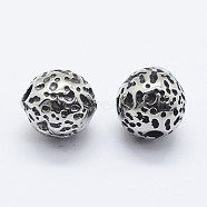316 Surgical Stainless Steel Beads, Round, Antique Silver, 8x8mm, Hole: 1.7mm(STAS-O102-14AS)