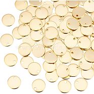 Ion Plating(IP) 304 Stainless Steel Charms, Flat Round, Stamping Blank Tag, Real 18K Gold Plated, 10x1mm, Hole: 1.5mm, 100pcs/box(STAS-UN0040-11)