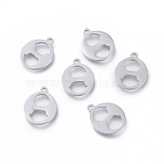 304 Stainless Steel Charms, Greek Alphabet, Stainless Steel Color, Letter.Q, 13.8x11x1mm, Hole: 1.2mm(STAS-K215-08P)