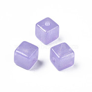Transparent Acrylic Beads, with Glitter Powder, Cube, Lilac, 13.5x13.5x13.5mm, Hole: 3.5mm(TACR-N006-03-B02)