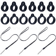 16 Strands Rubber Lanyard Straps, with Plastic Findings, with 16Pcs Silicone Pendant, for Electronic Stylus & Lighter Making, Black, 1.6x1.2x0.6cm, Inner Diameter: 0.8cm(DIY-GF0007-93B)