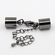 Iron Chain Extender, with Lobster Claw Clasps and Brass Cord Ends, Gunmetal, 36mm, Hole: 6.5mm, Cord End:11x7mm, Hole: 6.5mm(KK-K002-6.5mm-B)