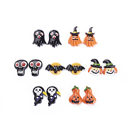 Halloween Theme Resin Cabochons, Mixed Shapes, Mixed Color, 8.2x8.2x2.7cm, 35pcs/box(CRES-X0010-07)