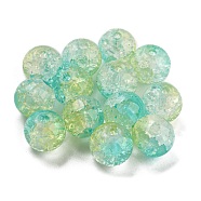 Transparent Spray Painting Crackle Glass Beads, Round, Light Sky Blue, 10mm, Hole: 1.6mm, 200pcs/bag(GLAA-L046-01A-20)