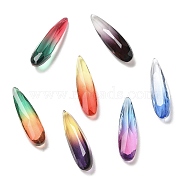 Pointed Back Gradient Glass Rhinestone Cabochons, Teardrop, Faceted, Mixed Color, 18x5x4mm(GLAA-B012-46)