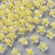 Transparent Acrylic Beads, Bead in Bead, Faceted, Star, Yellow, 10.5x11x7mm, Hole: 2mm, about 1280pcs/500g(TACR-S152-01A-SS2105)