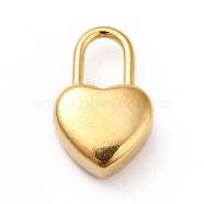 Ion Plating(IP) 304 Stainless Steel Pendants, Heart Padlock, Real 18K Gold Plated, 18.5x12x6mm, Hole: 7.5x4.5mm(STAS-H172-08G)