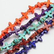 Dyed Synthetical Turquoise Cross Bead Strand, Mixed Color, 14x15x5mm, Hole: 1mm, about 29pcs/strand, 14.9 inch(G-P083-86)