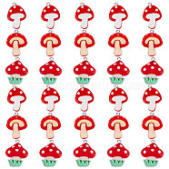30Pcs 3 Styles Opaque Resin Pendants, with Platinum Tone Iron Loops, Mushroom Charm, Mixed Shapes, Red, 27.5~30x19~23x6~9.5mm, Hole: 2mm, 10pcs/style(RESI-SC0002-39)