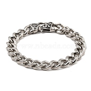 304 Stainless Steel Cuban Link Chain Bracelet, Stainless Steel Color, 8-7/8 inch(22.5cm)(NJEW-D050-02C-P)