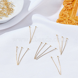 80Pcs Brass Ball Head Pins, for Jewelry Making, Real 18K Gold Plated, 22 Gauge, 30x0.6mm, Head: 2mm(KK-LP0001-74)