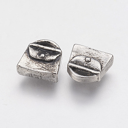 Ion Plating(IP) 304 Stainless Steel Pendants, Bag Charms, Antique Silver, 9x9x3.5mm, Hole: 1x3mm(STAS-J022-013AS)