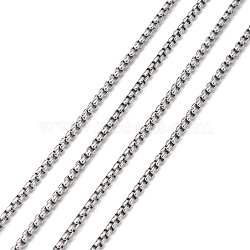 Tarnish Resistant 304 Stainless Steel Box Chains, Unwelded, Stainless Steel Color, 2.5x2.5mm(CHS-K001-37B)