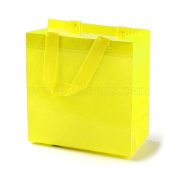 Non-Woven Reusable Folding Gift Bags with Handle, Portable Waterproof Shopping Bag for Gift Wrapping, Rectangle, Yellow, 11x21.5x22.5cm, Fold: 28x21.5x0.1cm(ABAG-F009-A02)