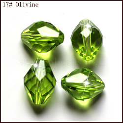 Imitation Austrian Crystal Beads, Grade AAA, K9 Glass, Faceted, Bicone, Yellow Green, 10x13mm, Hole: 0.9~1mm(SWAR-F054-13x10mm-17)