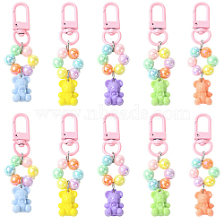 20Pcs 5 Style Acrylic Bear Pendant Decorations, with Metal Swivel Clasps, Mixed Color, 80mm, 4pcs/style(HJEW-YW00258)