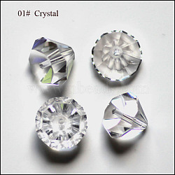 K9 Glass, Imitation Austrian Crystal Beads, Grade AAA, Faceted, Diamond, Clear, 6x4mm, Hole: 0.7~0.9mm(SWAR-F075-6mm-01)