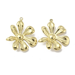 Ion Plating(IP) 304 Stainless Steel Pendants, Flower Charm, Golden, 24.5x21x4.3mm, Hole: 1.5mm(STAS-E209-03G)