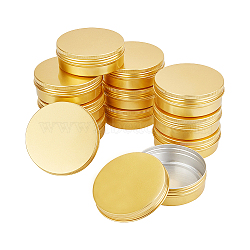 Round Aluminium Tin Cans, Aluminium Jar, Storage Containers for Cosmetic, Candles, Candies, with Screw Top Lid, Golden, 8.3x2.8cm, Capacity: 100ml, 12pcs/box(CON-BC0004-26-100ml)