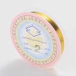 Round Copper Jewelry Wire, Nickel Free, Gold, 32 Gauge, 0.2mm, about 114.82 Feet(35m)/roll(X-CW0.2mm007)