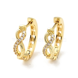 Clear Cubic Zirconia Infinity Hoop Earrings, Rack Plating Brass Jewelry for Women, Cadmium Free & Nickel Free & Lead Free, Real 18K Gold Plated, 15x15.5x2.5~4mm, Pin: 1mm(EJEW-C028-12G)