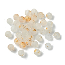 Transparent Acrylic Beads, Frosted, Sprinklking Gold Effect, Round, Goldenrod, 7x7.5mm, Hole: 1.5mm, about 2000pcs/500g(OACR-O006-01A-7mm)