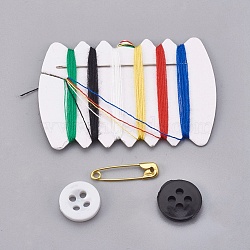 DIY Sewing Kits, with Plastic Button, Sewing Thread Cords, Needles, Safety Pin, Mixed Color, 6.9x4.4x1.7cm(X-TOOL-WH0077-01)